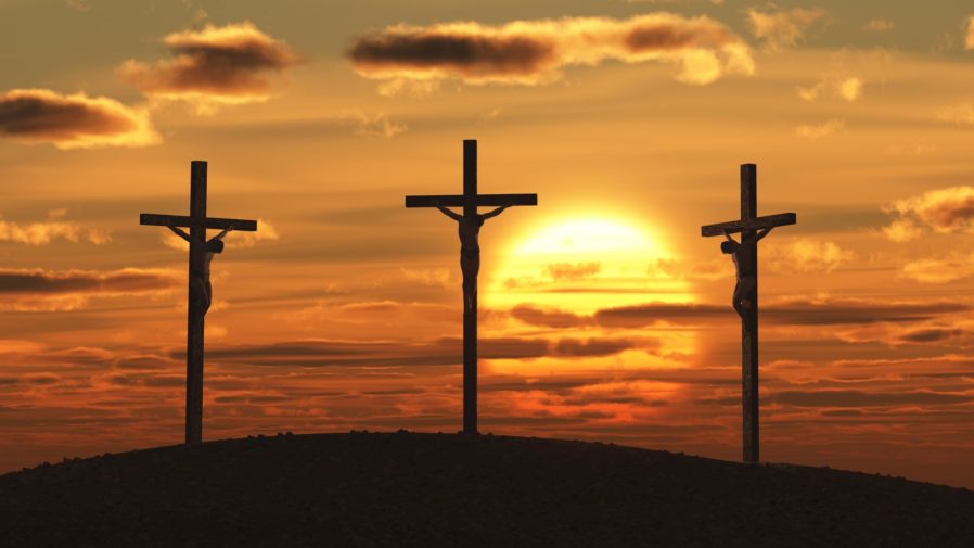 11545347 - crucifixion at sunset